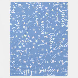 彼女の名でライトブルーの空に浮かぶ斑点のある星 フリースブランケット