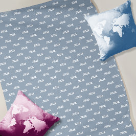 彼女の名パーソナライズされた前をダスティブルーと繰り返す フリースブランケット