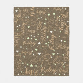 彼女の名前とハートのナチュラ自然ル・トーン フリースブランケット (正面)