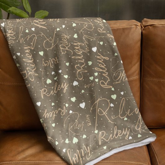 彼女の名前とハートのナチュラ自然ル・トーン フリースブランケット