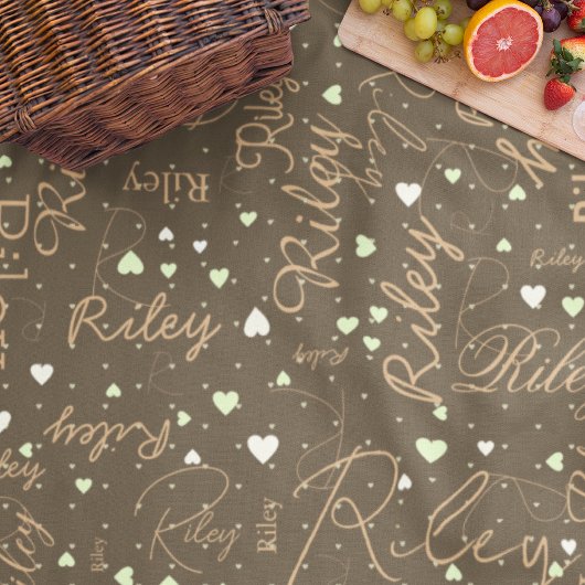 彼女の名前とハートのナチュラ自然ル・トーン フリースブランケット