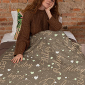 彼女の名前とハートのナチュラ自然ル・トーン フリースブランケット