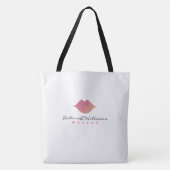 彼女の名前とピンクの唇の素敵な白いトートバッグ トートバッグ (正面)