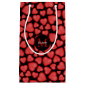 彼女の名前とモノグラムの赤いハート スモールペーパーバッグ (正面)