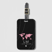 彼女の名前とワールドマップを持つ黒いトラベルラゲージタグ ラゲッジタグ