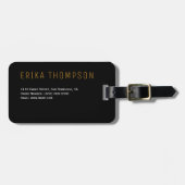 彼女の名前と住所の黒い荷物タグ ラゲッジタグ (正面横)
