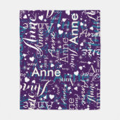 彼女の名前と可愛いハートは魔法紫の上を フリースブランケット (正面)
