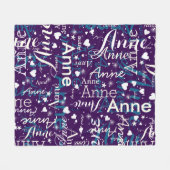 彼女の名前と可愛いハートは魔法紫の上を フリースブランケット (正面(横))
