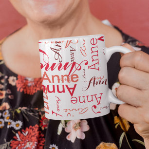 彼女の名前は赤い全体に印刷されスタイリッシュた コーヒーマグカップ