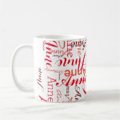 彼女の名前は赤い全体に印刷されスタイリッシュた コーヒーマグカップ (左)
