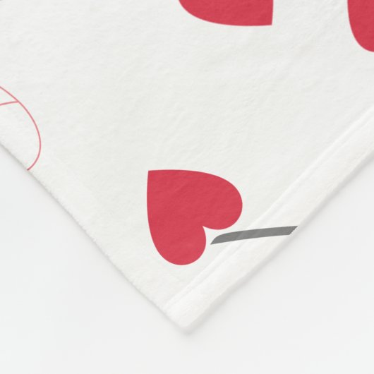 彼女の名前イニシャルと赤いハートアロバーホワイト フリースブランケット (角)