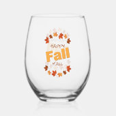 彼女の名前happy秋すべてのカラフルメープル離れ ステムなしワイングラス (正面)
