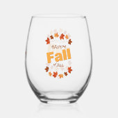 彼女の名前happy秋すべてのカラフルメープル離れ ステムなしワイングラス (裏面)