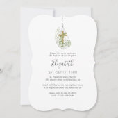 彼女の国の葉のモダンテラリウムのための洗礼 招待状 (正面)