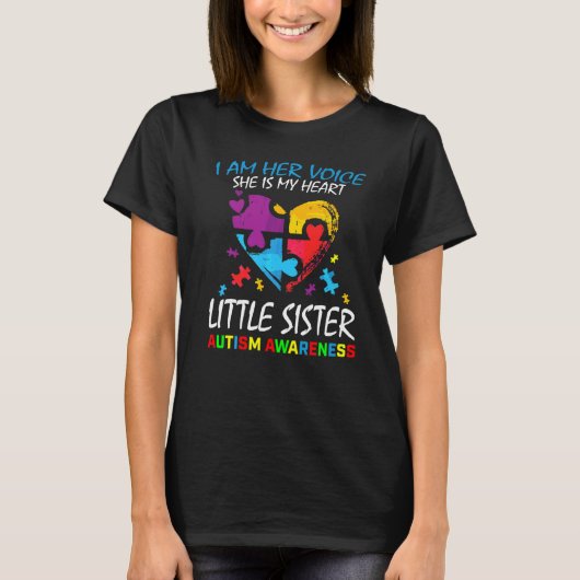 彼女の声 私の心 リトルシスター 自閉症 Awareness Tシャツ (正面)