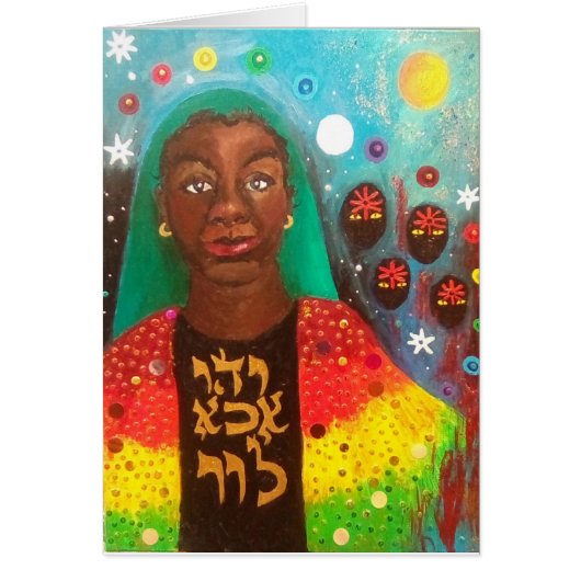 彼女の多色のコートノテカード (正面)