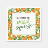 彼女の大切な人とオレンジ色の結婚前のお祝い スタンダードカクテルナプキン (正面)