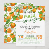 彼女の大切な人を見つけた オレンジ色の結婚前お祝い 招待状 (正面/裏面)