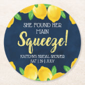 彼女の大切な人を見つけた！ レモン ブライダルシャワーパーティー ラウンドペーパーコースター (正面)