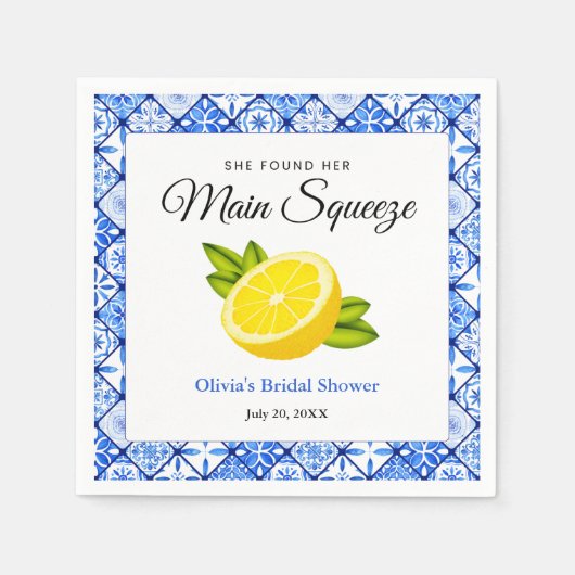 彼女の大切な人を見つけた! レモン ブライダルシャワー スタンダードカクテルナプキン (正面)