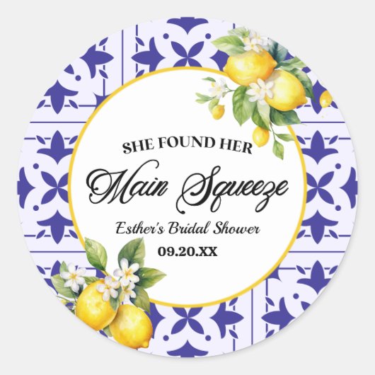 彼女の大切な人 メインスクイーズ レモン ブライダルシャワー ラウンドシール (正面)