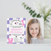 彼女の女の子のためのカスタム写真 チェス 誕生日パーティー 招待状 (スタンド正面)