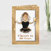 彼女の女の子のスパークル60歳の誕生日おめでとう カード (正面)