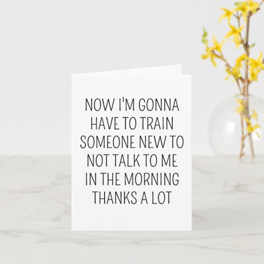 彼女の女性のためのユーモアのある除おもしろい離れ職 カード (黄色い花)