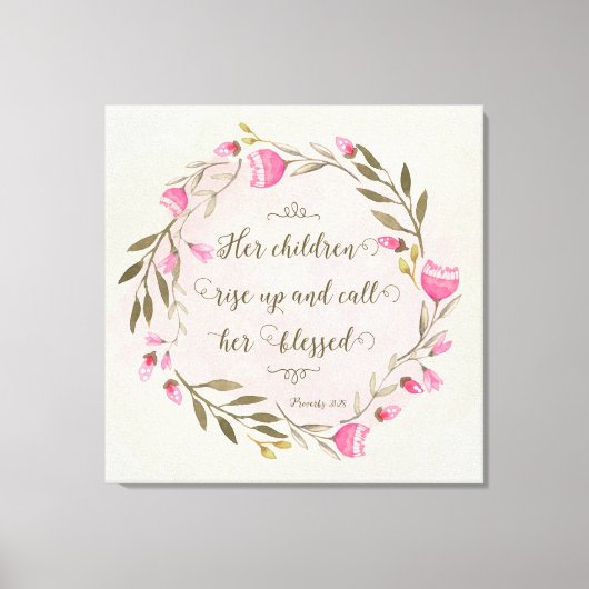 彼女の子供たちが立ち上がって彼女に電話賛美する キャンバスプリント (正面)