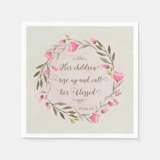 彼女の子供たちが立ち上がって彼女に電話賛美する スタンダードカクテルナプキン (正面)