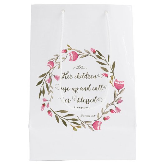 彼女の子供たちが立ち上がって彼女に電話賛美する ミディアムペーパーバッグ (裏面)