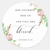 彼女の子供たちが立ち上がって彼女に電話賛美する ラウンドシール (正面)