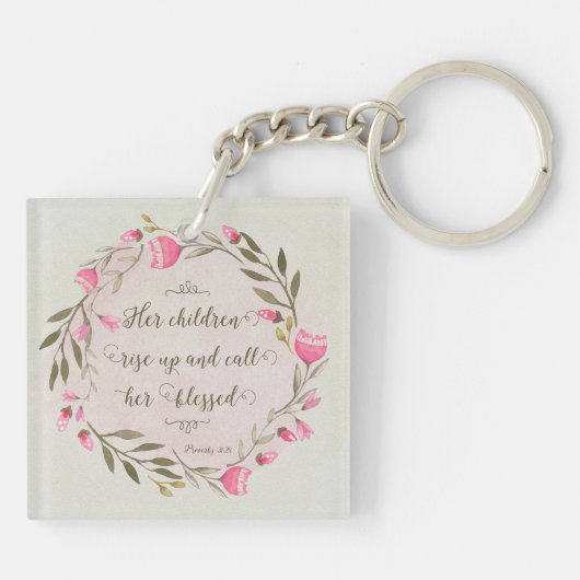 彼女の子供たちが起き上がって彼女を呼賛美ぶ キーホルダー (裏面)