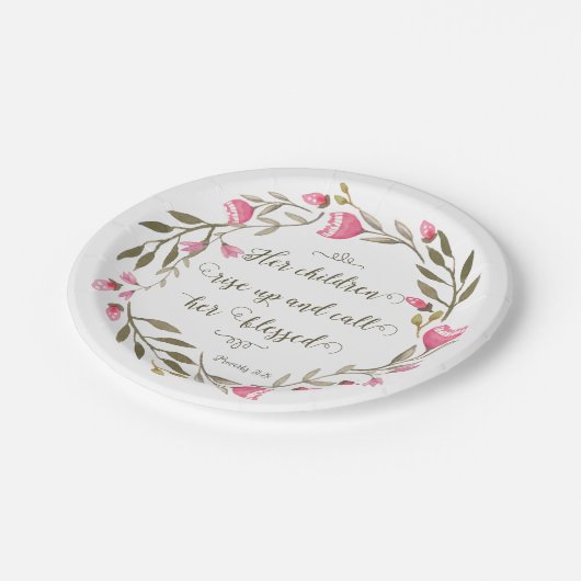 彼女の子供たちが起き上がって彼女を呼賛美ぶ ペーパープレート (アングル)