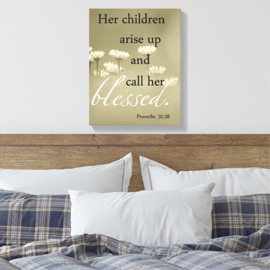 彼女の子供たちは立ち上がって彼女のキャンバス賛美を呼び出す キャンバスプリント (インサイチュ (寝室))