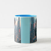 彼女の子猫とアフリカ系アメリカ人の小さなギャル ツートーンマグカップ (中央)