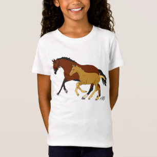 彼女の子馬のTシャツが付いている湾 Tシャツ