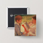 彼女の孫へのCassatt Reading、1888年夫人 缶バッジ (正面&裏面)