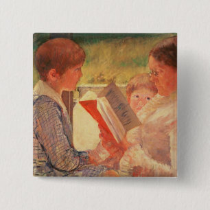 彼女の孫へのCassatt Reading、1888年夫人 缶バッジ