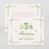 彼女の完璧な抹茶ボウ ブライダルシャワーを発見 サンキューカード (正面/裏面)