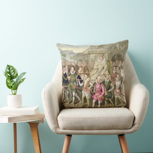 彼女の宮廷人を持つ行列のエリザベス女王一世 クッション (椅子)