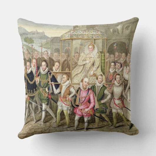 彼女の宮廷人を持つ行列のエリザベス女王一世 クッション (裏面)