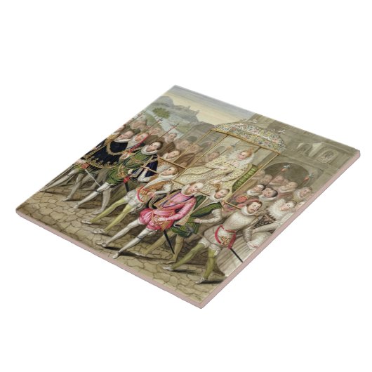 彼女の宮廷人を持つ行列のエリザベス女王一世 タイル (側面)