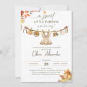 彼女の小さなかぼちゃがやってくる、秋の洗濯ボヘミアンスタイル 招待状 (正面)