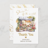 彼女の市場からのゴールドフラット感謝カード サンキューカード (正面/裏面)