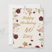 彼女の年齢と名前の誕生日のピかわいらしンクを追加フェミニンする ノートカード (正面)