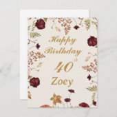 彼女の年齢と名前の誕生日のピかわいらしンクを追加フェミニンする ノートカード (正面/裏面)