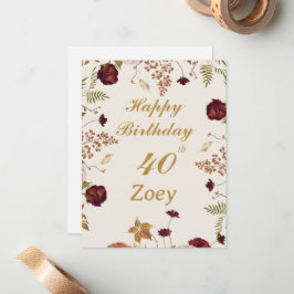 彼女の年齢と名前の誕生日のピかわいらしンクを追加フェミニンする ノートカード