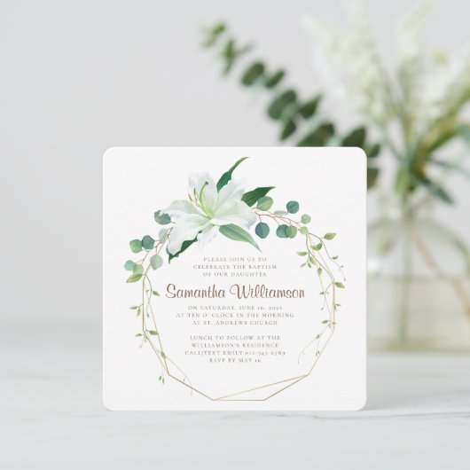 彼女の幾何学と白のモダンフローラ 招待状 (スタンド正面)