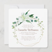 彼女の幾何学と白のモダンフローラ 招待状 (正面)